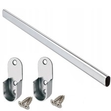 Wardrobe Hanging Rail Oval Chrome 30x15mm Clothes Bar 300–1800mm IANPAV