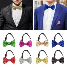 Shiny Paillette Stage Performance Tie Men's Suit Lapel Flowers  Bridesman
