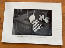 1940 print - the organ at derby cathedral : mr g. heath gracie at the console