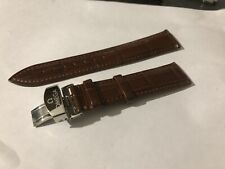 Omega Seamaster 20mm Brown Leather watch strap With Stainless Steel Deploy Clasp