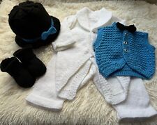 Hand Knitted Baby Top Hat And Tails Set. 0-3 Months