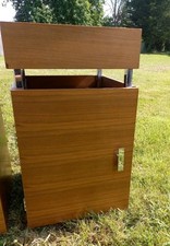 Vintage Retro Mid Century Teak Chrome Bedside Cabinet Pot Cupboard Craft Station