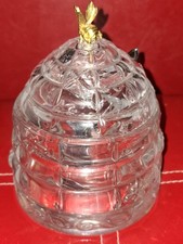 Gorham Glass 'Garden Serenade' Bee Hive Jam/Honey Pot with gilded  bee finial.