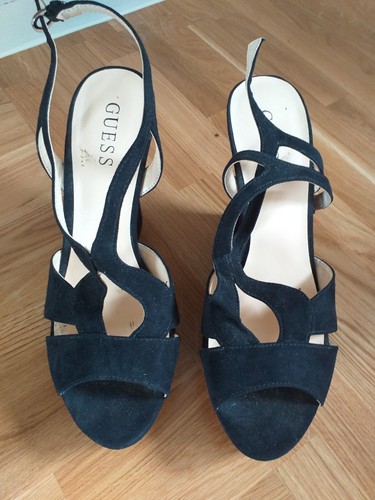 Black suede slingback court