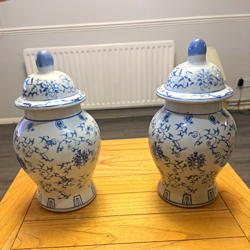 Blue white floral - blue, porcelain