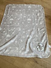 Primark baby grey Lamb Sheep Clouds Stars Fleece Pram Size Blanket Used