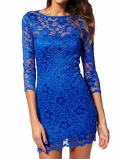 ROYAL BLUE  LACE DRESS JOHN ZACK SLASH NECK
