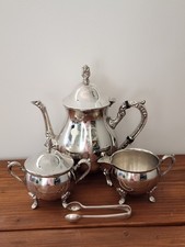 Silver Tone 3 Piece Tea Set