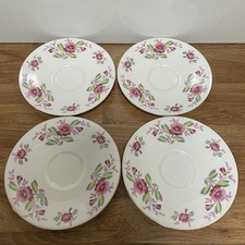 Vintage Tuscan Set Of 4 Saucers Floral Pattern Fine Bone China - Ex Condition