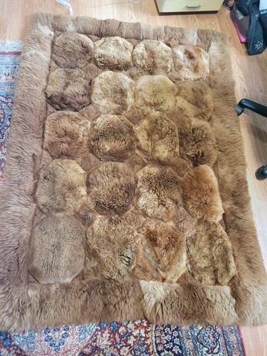 Alpaca fur rug - rug, brown