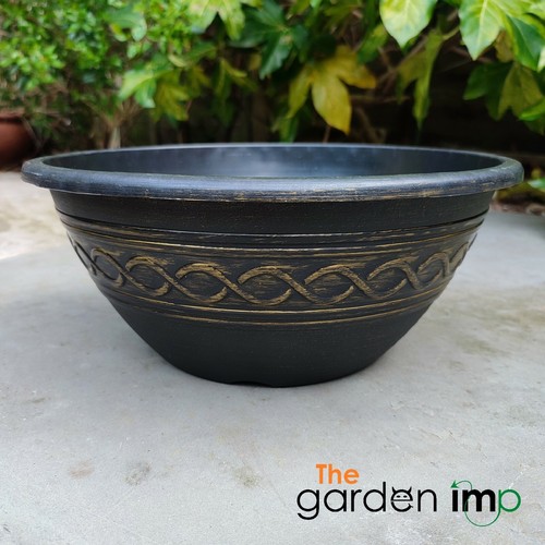 Plastic round plant bowl black - plastic,
