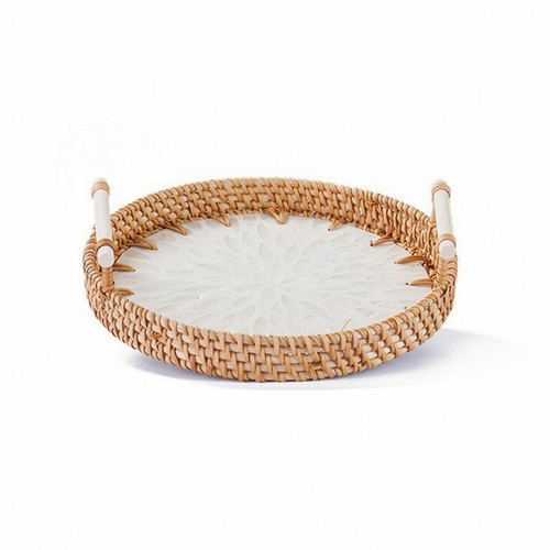 Wicker basket tray with - basket,