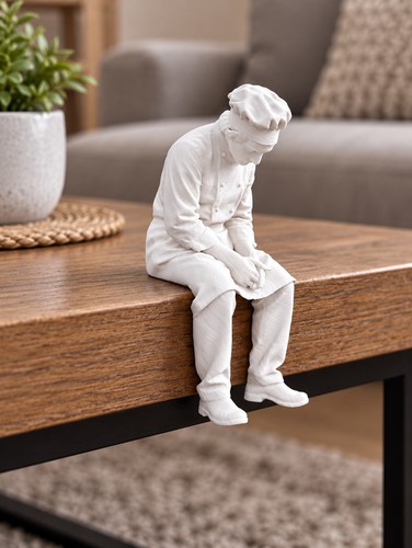 Chef shelf sitter figure white - shelf,
