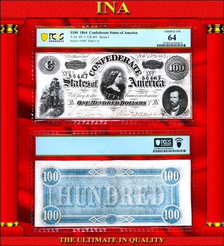 100 confederate 1864 65 - 1864, t-65