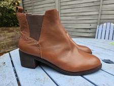 Ladies Size 9 UK Land's End New Brown Tan Leather Brogue Boots