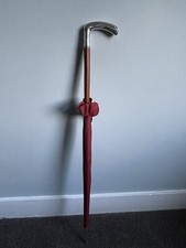 Continental Silver Umbrella Parasol Antique Original Silk With Cover Inscription