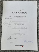 Concorde Flight certificate signed by Lennox Lewis 1997