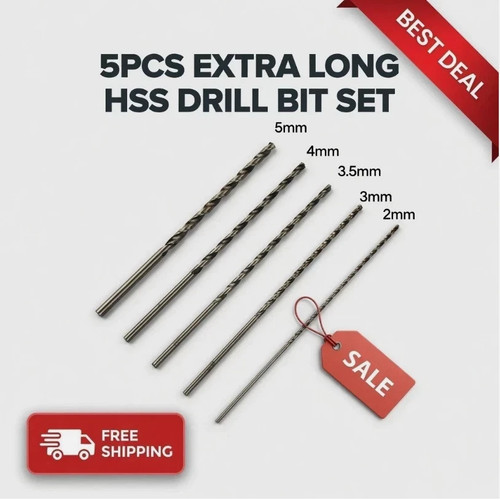 5pcs extra long - extra, drill