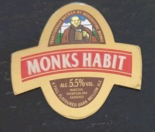 Marston,Thompson & Evershed - Monk's Habit - Brass Beer Pump Clip Badge