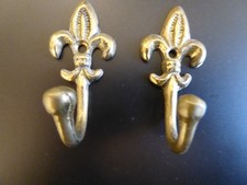 Brass Curtain Tie Back HOOKS Fleur de Lys