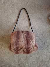 Vintage Real Fur Muff Handwarmer With Zip Pocket