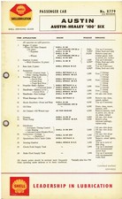 AUSTIN HEALEY 100/6 CONVERTIBLE (1956-59) ORIGINAL SHELL LUBRICATION CHART