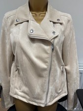 LADIES LOVELY SUEDE SHORT FITTED JACKET BEIGE 12/14 IMMACULATE USED - BARGAIN!