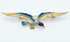 Bird Brooch Enamel Gold Tone