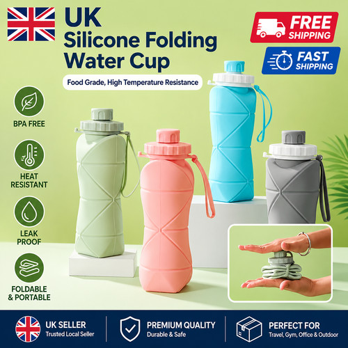 Foldable water bottle 600ml - water,