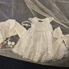 Brand New. Complete set- bridesmaid dress with fur jacket Headband and Wand 