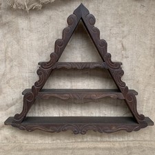 Folk Art Shelf - Scandinavian - Danish Amager - Trinket Shelf - Carved - Vintage