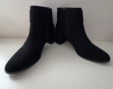 NINE WEST LADIES BLACK SUEDE SIDE ZIP UP ANKLE BOOTS SHOE SIZE 5