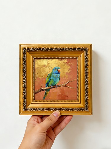 Hand painted blue parrot - hand-painted,