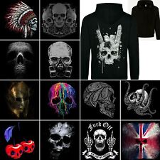 Mens Skull Zoodie Zip Up Hoodie Biker Tattoo Viking Grim Reaper Gym Rock n Roll