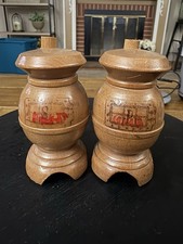 Vintage salt shakers wood - wood, pot