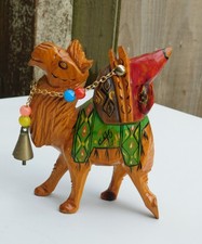 Hand Carved & Decorated Wooden Camel Figurine Ornament