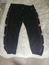 Ladies Tommy Hilfiger Track Suit Bottoms Size XL. Black With Star Detail