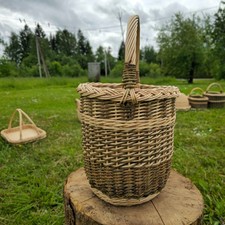 Tall Wicker Basket: Handmade Rustic Willow Flower Gathering Basket