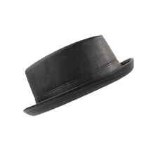 Men's Classic Pu Leather Textured Pork Pie Stylish Hat for Outdoor Wear Unisex