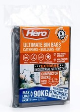 Hero 158L Heavy Duty Bin Bags Builders DIY Sacks Industrial Garden Large Black