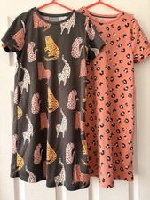 2x Girls GEORGE Leopard print Nighties Age 8-9 Years. BNWOT