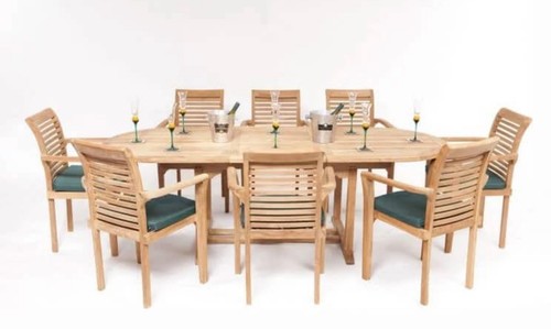 Teak garden table and carver