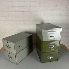 Set of 5 Vintage Steel Stacking Index Drawers