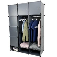 Grey 15 Cube Wardrobe Portable