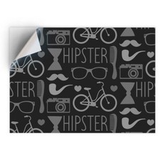 1 x Vinyl Sticker A4 - BW - Hipster Mustache Bike Pattern #36193