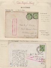 1915 PINK/RED FRAMED PASSED CENSOR HMS TIGER  COVER & PPC FLEET POST OFFICE WW1