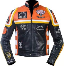 HDMM Mickey Rourke Marlboro Mens Vintage Biker racing Leather Motorcycle Jacket