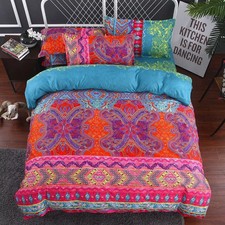 Bohemian 3 Piece Double Bed Bedding Set Cover+Pillowcases Paisley Floral Tribal