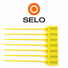 Yellow Plastic Security Seals. Numbered Tag. Pull Cable Ties. Anti-Tamper. 220mm