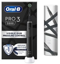 Oral B Pro 3500 Electric Toothbrush Black Striking with Travel Case